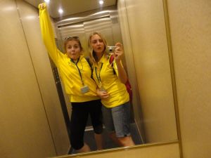 AFTER THE TEACHERS MADE US WALK 7 FLIGHTS OF STAIRS TO GET TO OUR ROOM WE REBELLED AND TTOOK THE LIFT! Muhahahhaha :D